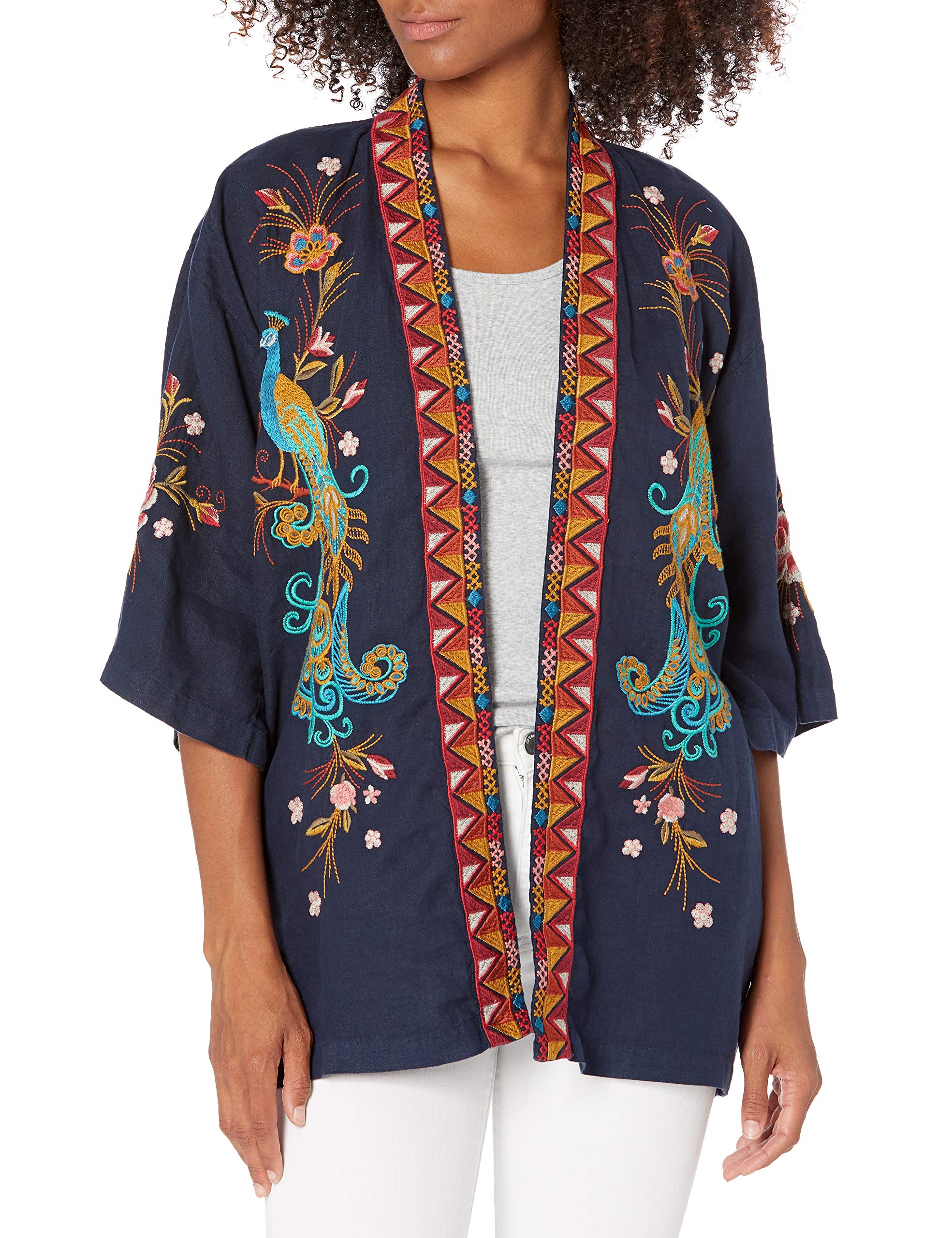 JWLA By Johnny Was Women's Long Sleeve Blouse - Elegant Floral Print Boho Top for Casual Wear, Office & Date Nights