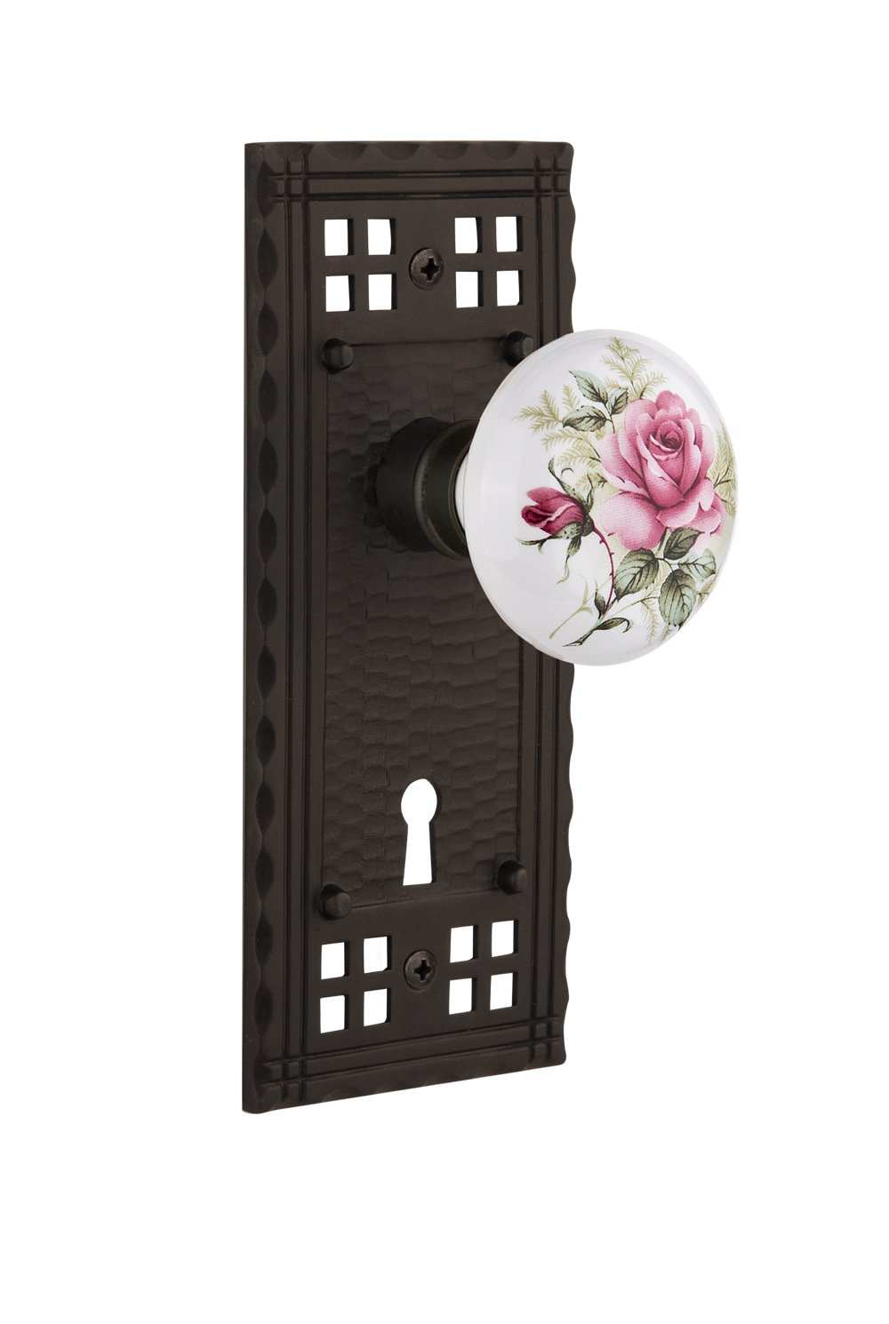 Vintage Style White Rose Porcelain Cabinet Knob - 2.75