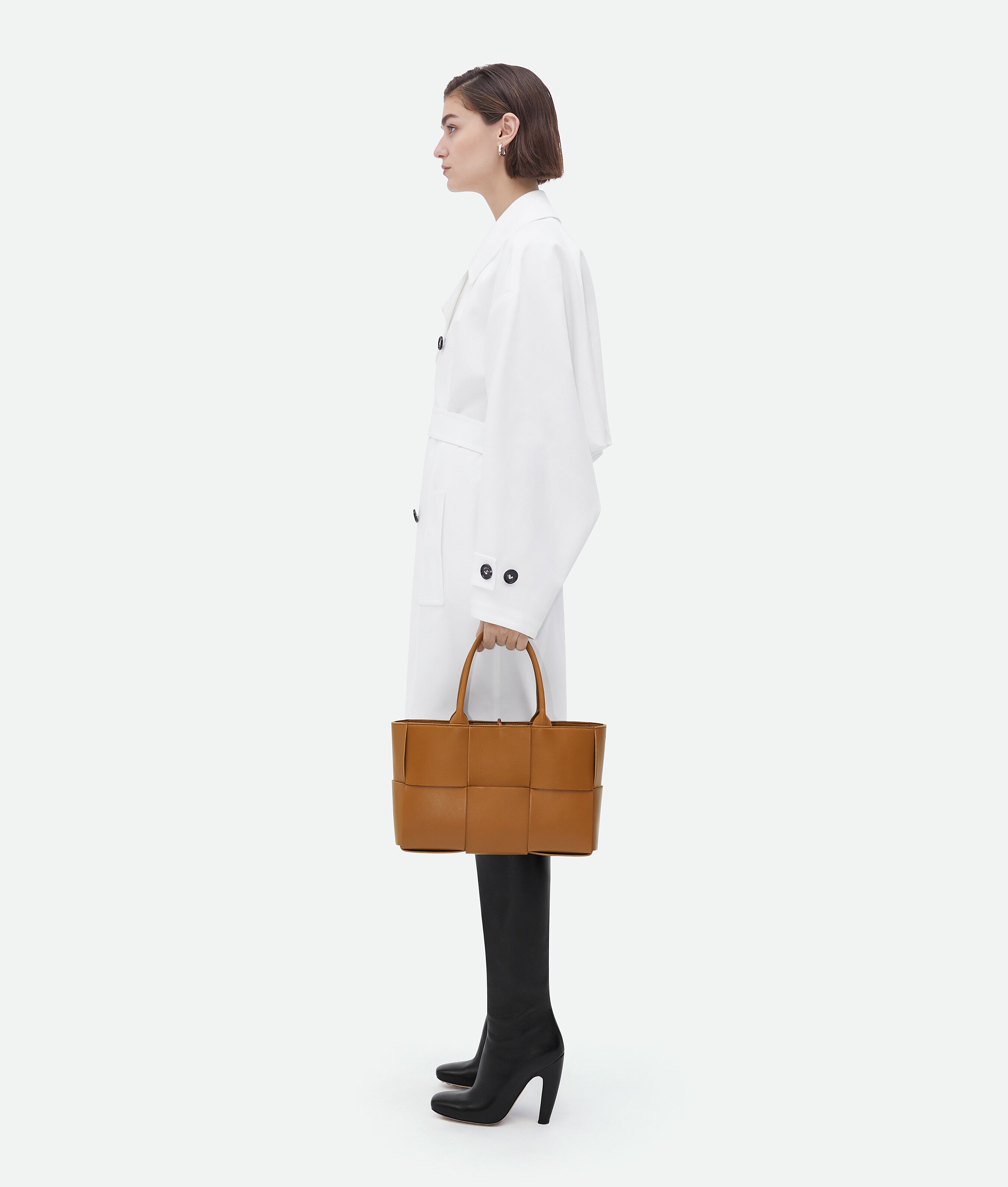 Arco Tote Small Handbag - Premium Camel & Gold Leather Shoulder Bag for Women | Stylish Everyday Purse for Work, Shopping & Travel