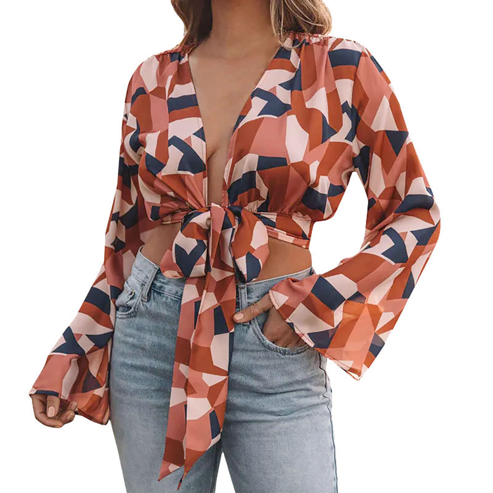 Women's Casual Loose Tunic Tops - Gradient Print Short Sleeve V-Neck Tee Shirts | Comfy Blouse for Summer, Travel & Everyday Wear