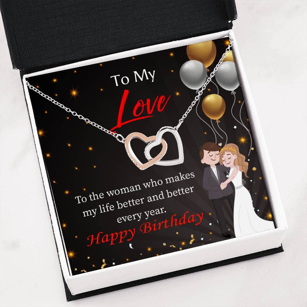 Romantic Wife Love Card - 'You Make Me a Better Wife' Gift with 18k Rose Gold Pendant - Inseparable Love Keepsake in Mahogany Luxury Box - Perfect for Anniversary, Birthday & Valentine's Day Gifts