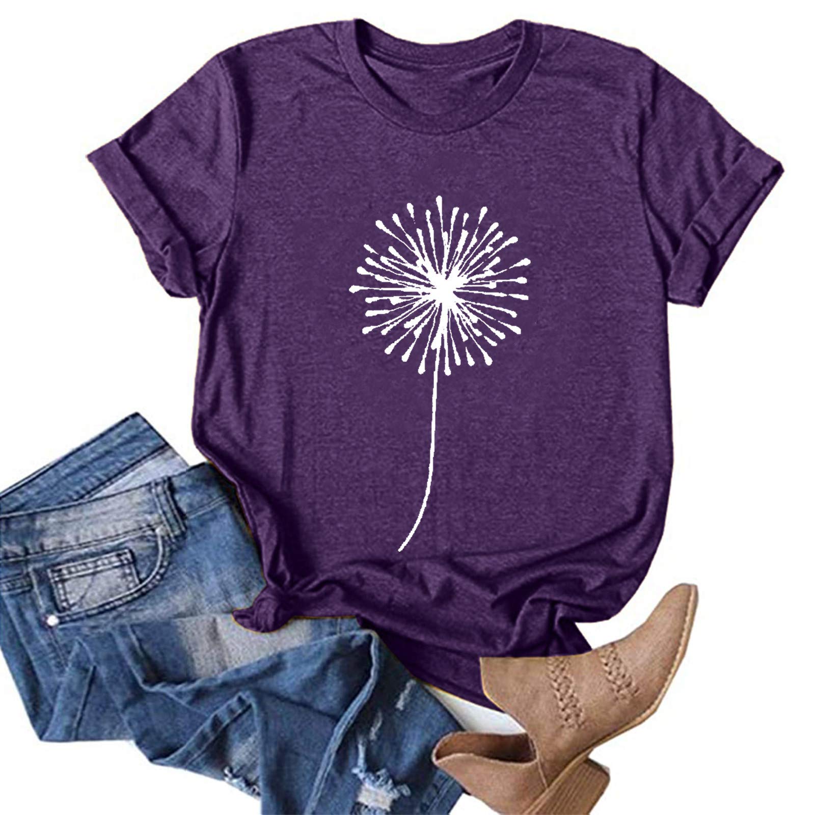 Women's Casual Short Sleeve T-Shirts - Loose Fit Printed Blouse Tops with O-Neck for Summer Outfits, Beach Wear & Everyday Comfort