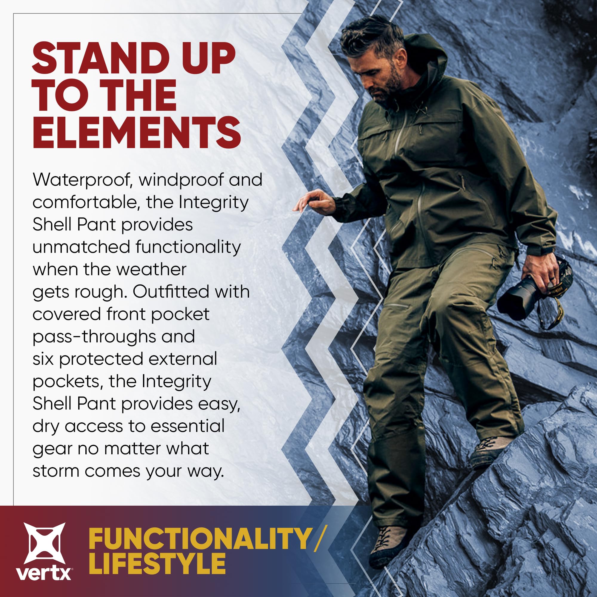 Vertx Men's Integrity Shell Tactical Pants - Windproof & Waterproof Rain Pants for Combat, Hunting & Outdoor Activities | Tactical Gear for Hiking, Camping & Extreme Weather Protection