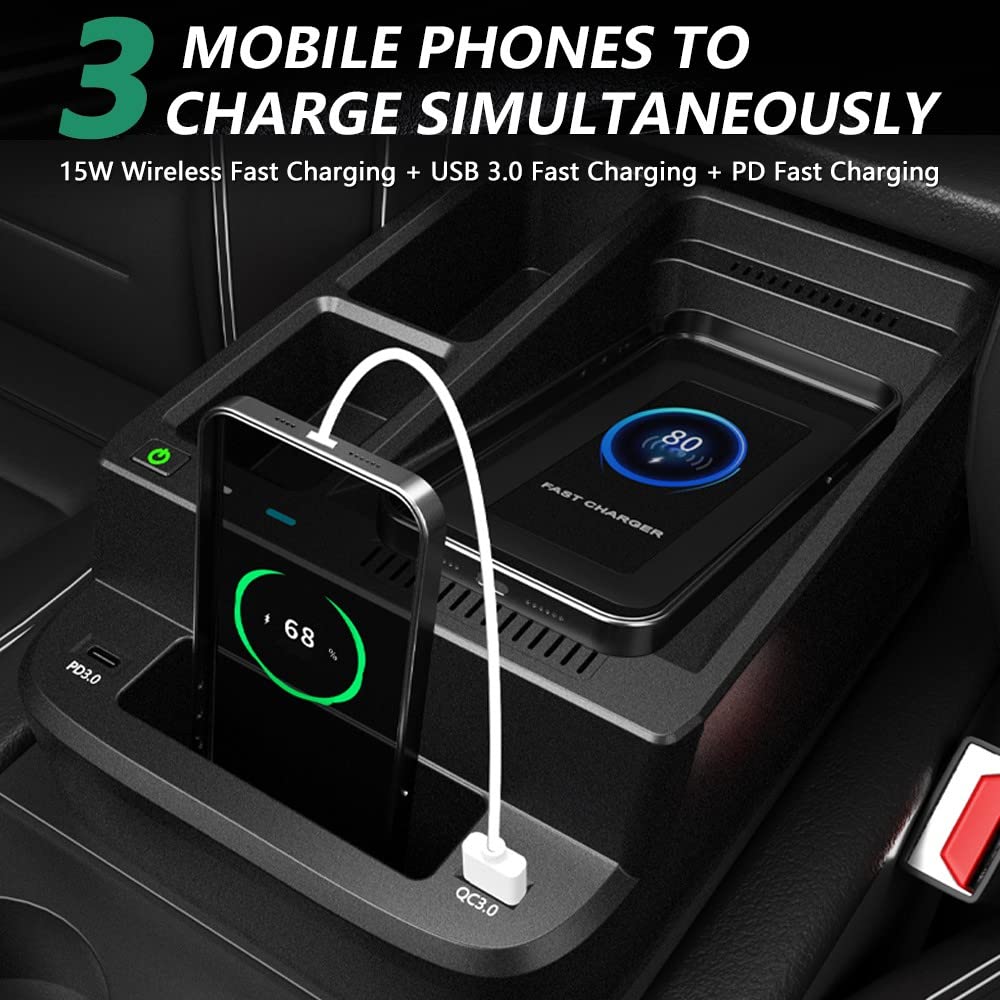 Fast Wireless Car Charger for Honda CR-V/CRV Hybrid 2017-2022 | 15W Qi Fast Charging Pad & Center Console Organizer | Perfect for iPhone, Samsung & Android Phones | Ideal for Commuting, Road Trips & Daily Driving