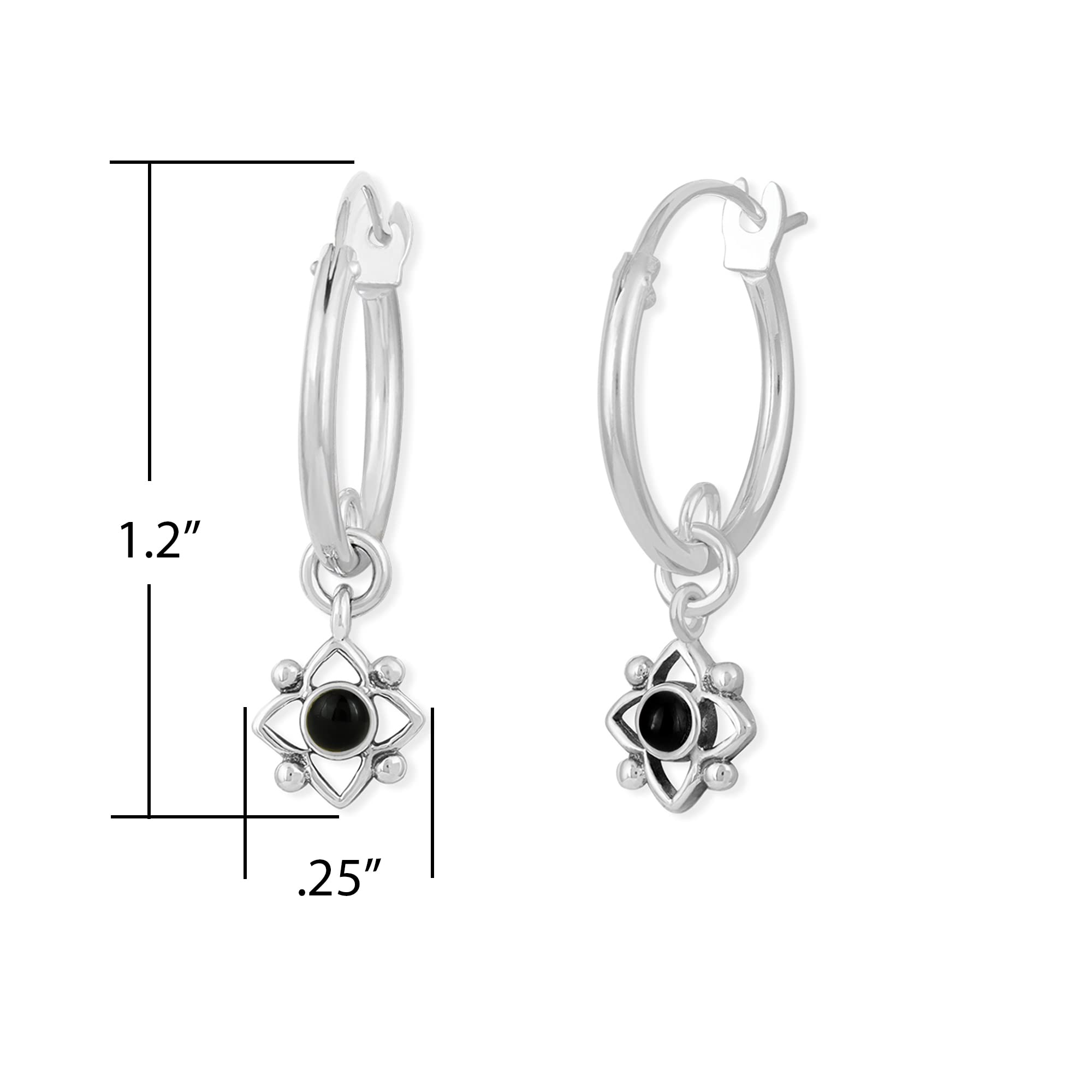 Sterling Silver Flower Dot Snap Closure Tube Hoop Earrings for Women - Elegant Dangle Ear Jewelry for Parties, Weddings & Everyday Wear