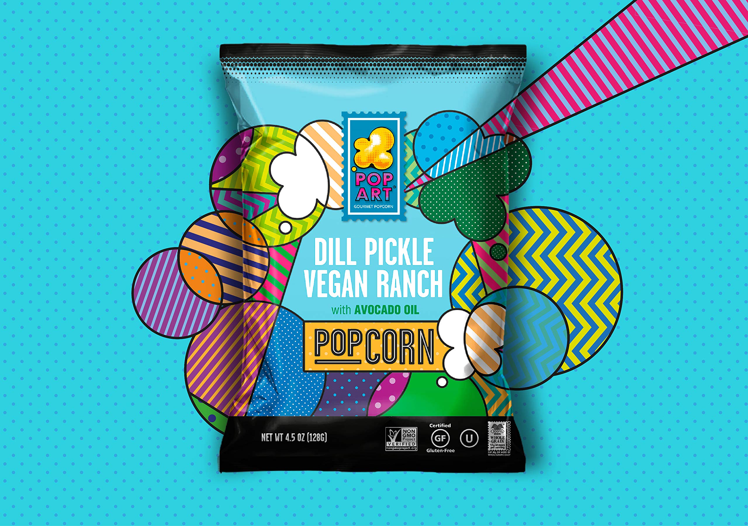 Gourmet Vegan Popcorn Snacks - Dill Pickle Ranch Flavor with Avocado Oil | Gluten Free, Non-GMO | Healthy Movie Night Snacks for Adults & Kids | 9 Pack of 4.5 oz Bags | Perfect for Parties, Office Snacks & Family Movie Nights
