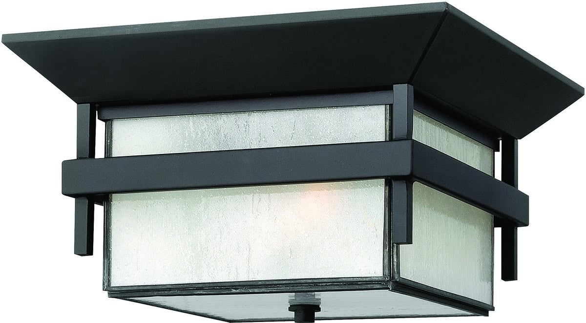 12W Harbor 1 Light LED Outdoor Ceiling Light in Satin Black - Weatherproof Porch Light for Patio, Garage & Entryway Lighting