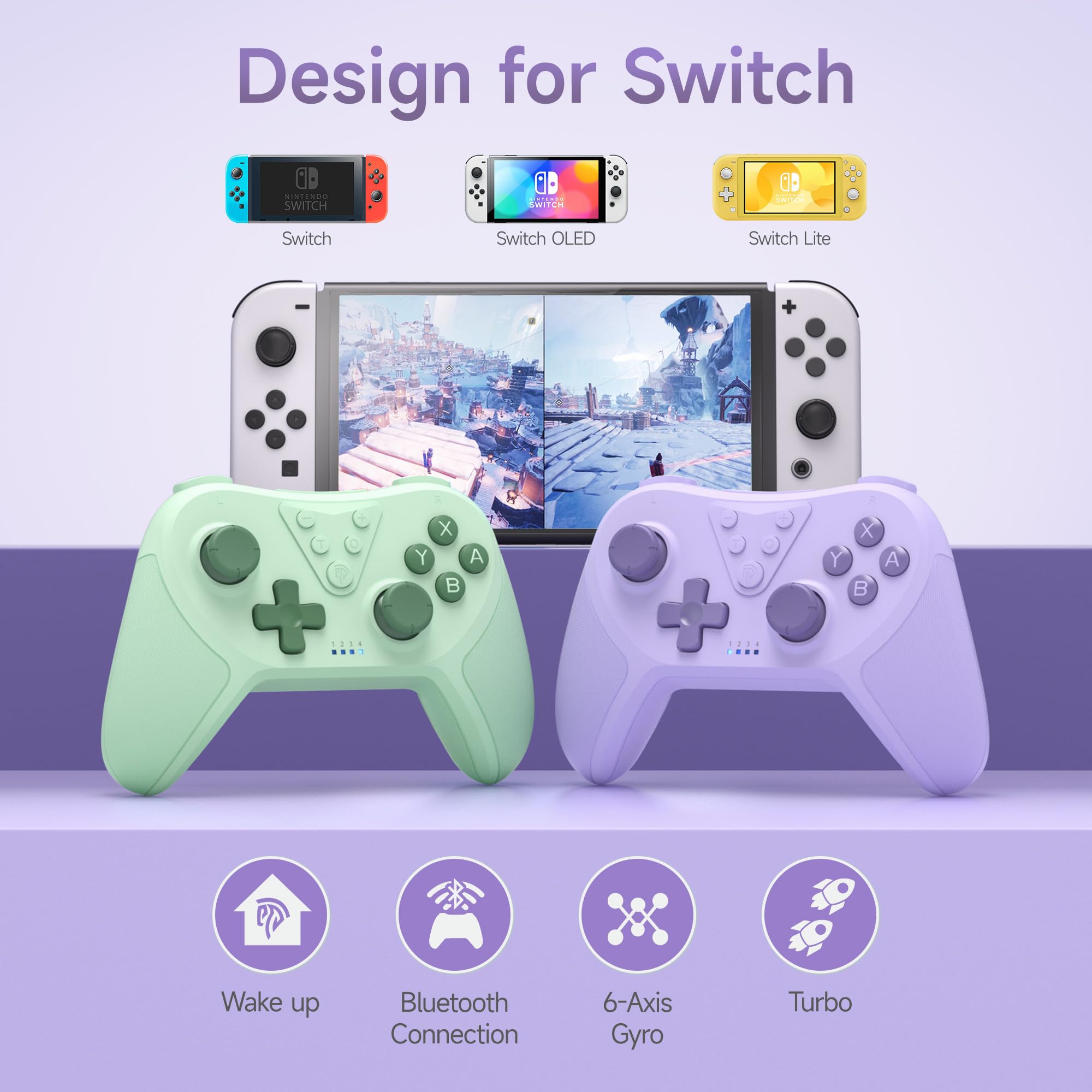 EasySMX T37 Wireless Switch Pro Controller for Nintendo Switch/Switch Lite/Switch OLED - Ergonomic Gamepad with Adjustable Turbo Vibration & Non-Slip Grip | Perfect for Mario Kart, Zelda & Multiplayer Gaming Sessions