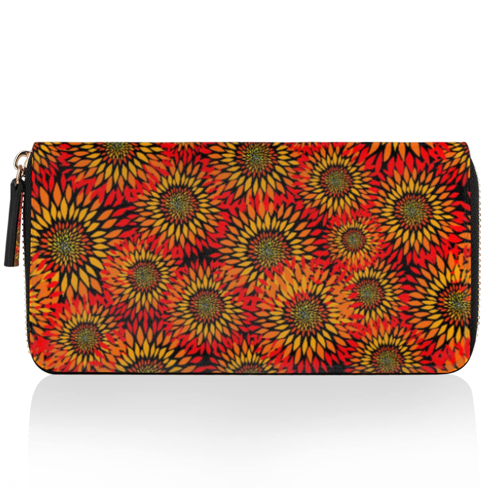 Stylish Women's Leather Wallet with Sunflower Pattern - Large Credit Card Holder, Coin Purse & Phone Clutch | RFID Blocking Zipper Closure | Perfect for Everyday Use, Travel & Gift Giving