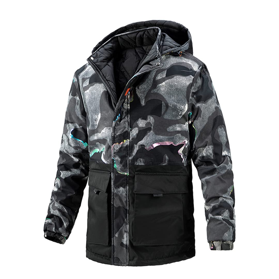 Men's Winter Camouflage Fleece Jacket - Insulated Warm Parka Coat with Windproof Design, Reversible Double-Sided Wear for Outdoor Hunting, Camping & Cold Weather Activities