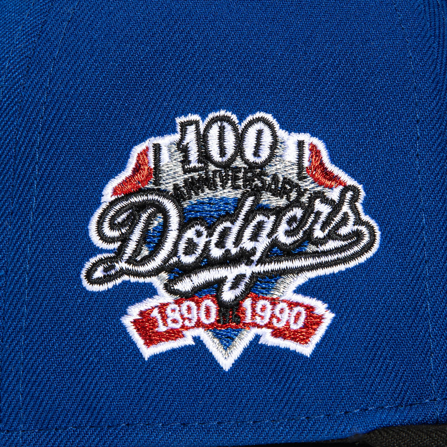New Era 59Fifty Los Angeles Dodgers 100th Anniversary Patch Hat - Royal, Black, Red & Metallic Silver Colors | Official MLB Baseball Cap for Fans & Collectors | Perfect for Games, Gifts & Streetwear Fashion