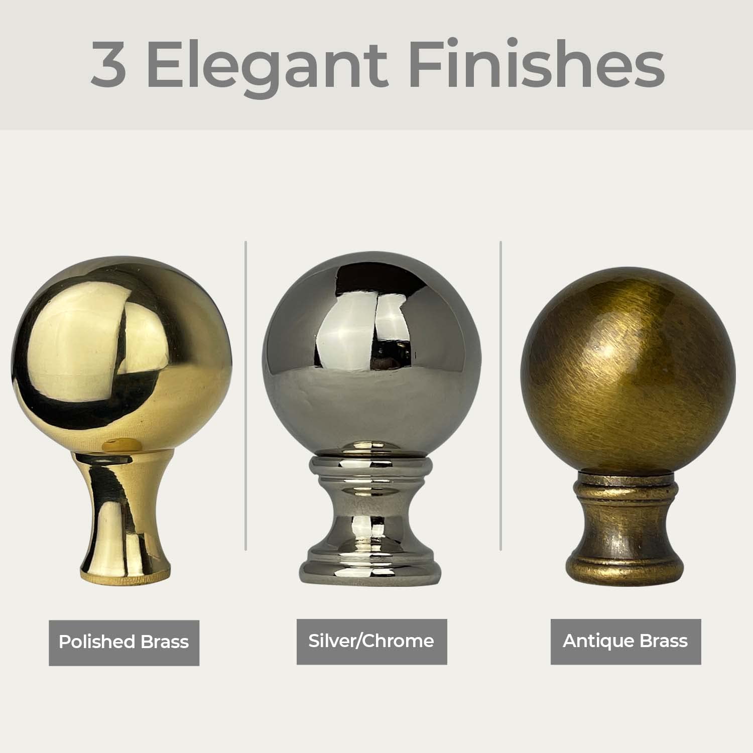 Royal Designs Small Ball Lamp Finial for Lamp Shade - 1.5 Inch Polished Silver (Set of 2) - Perfect for Bedroom, Living Room & Home Decor Lighting Accessories