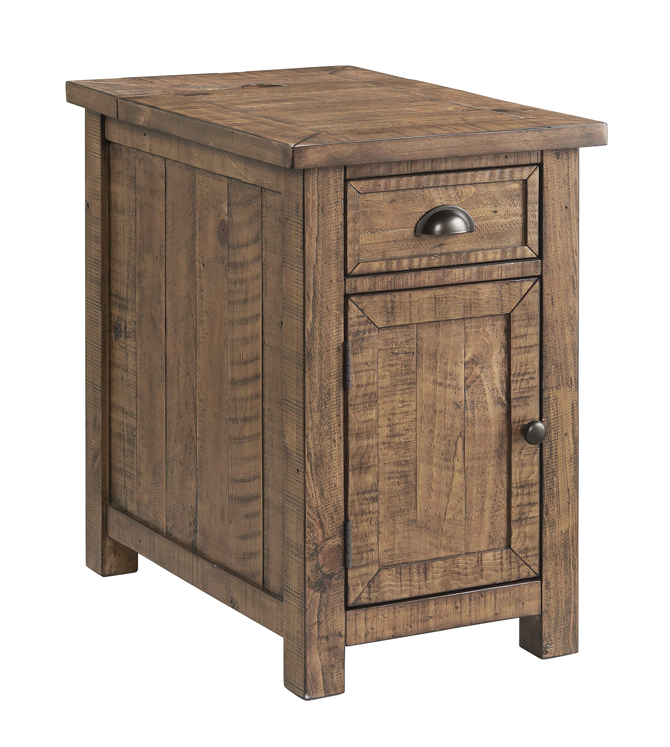 Martin Svensson Home Monterey Chairside Table - Reclaimed Natural Wood Nightstand for Bedroom, Living Room, or Office - Rustic Side Table with Storage Shelf