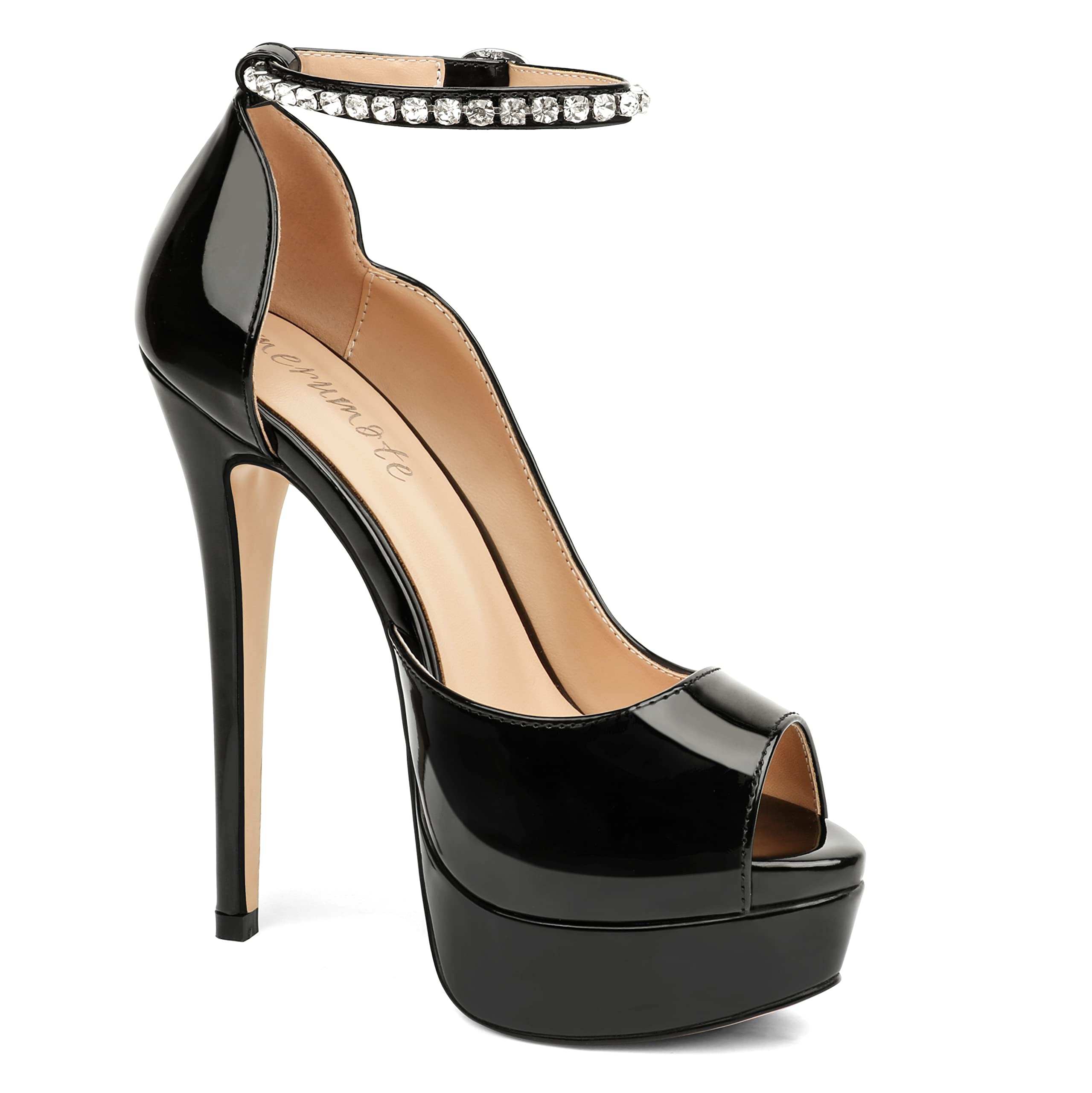 MERUMOTE Women's 6 Inch High Heels - Peep Toe Stiletto Platform Pumps for Wedding, Party, Prom & Evening Dress Shoes | Sexy Formal & Night Out Heels for Women