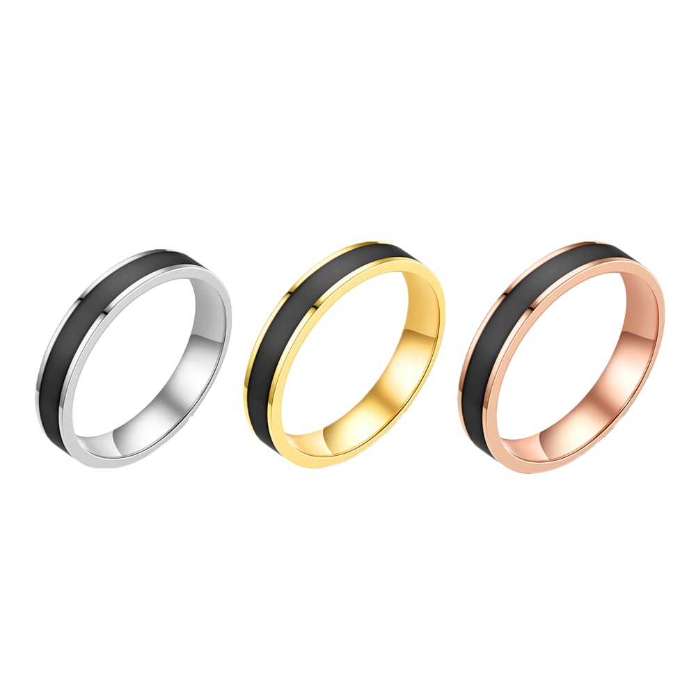 DODORO 3 Pack 4mm Stainless Steel Epoxy Couple Rings for Men & Women - Black & White Matching Love Bands for Him & Her - Perfect for Anniversaries, Weddings & Romantic Gifts