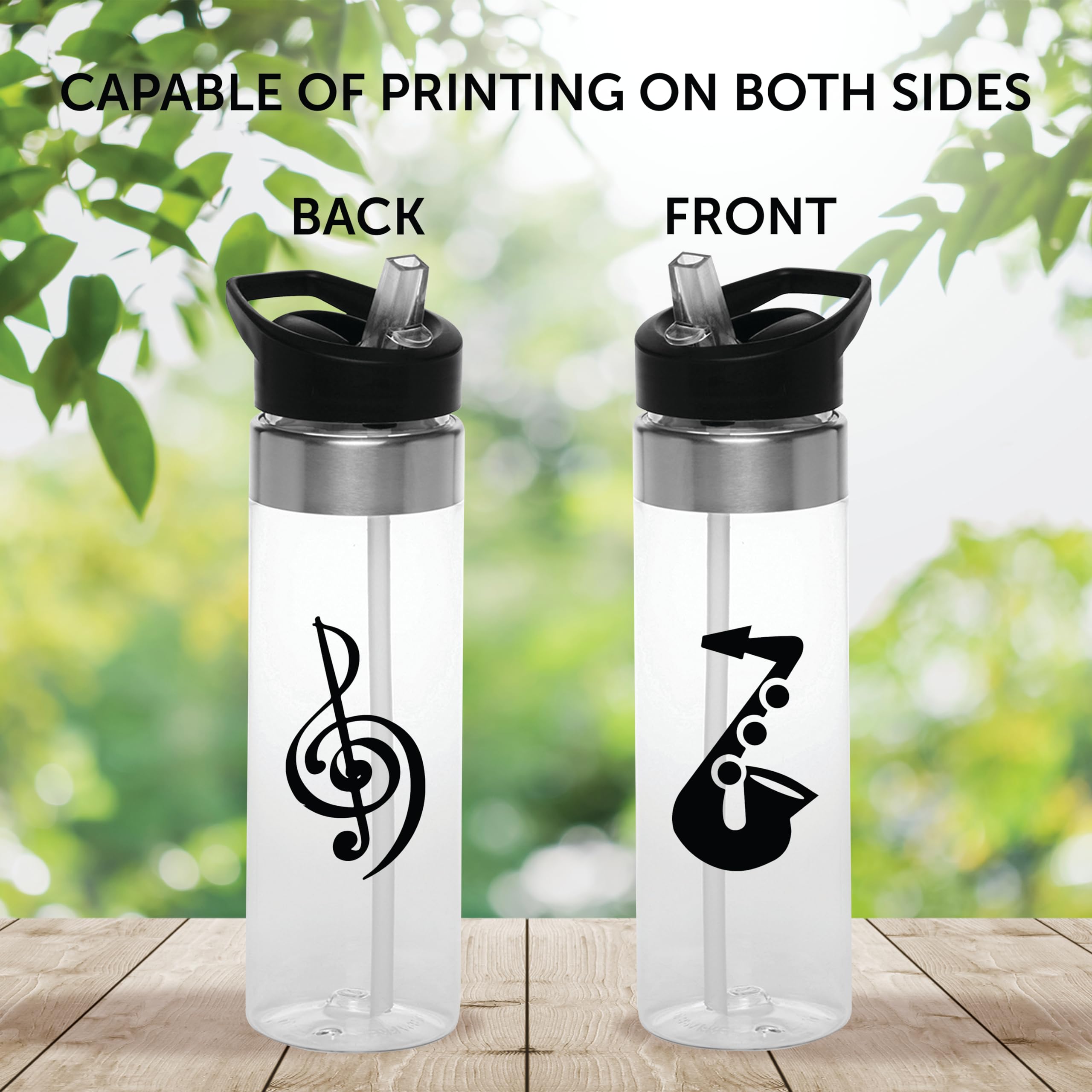 Custom 24 oz Plastic Water Bottle with Straw - 10 Pack BPA-Free Tritan Copolyester Bottles | Personalized Text, Flip Lid & Screw-On Cap | Slim Clear Design for Gym, Office & Outdoor Activities