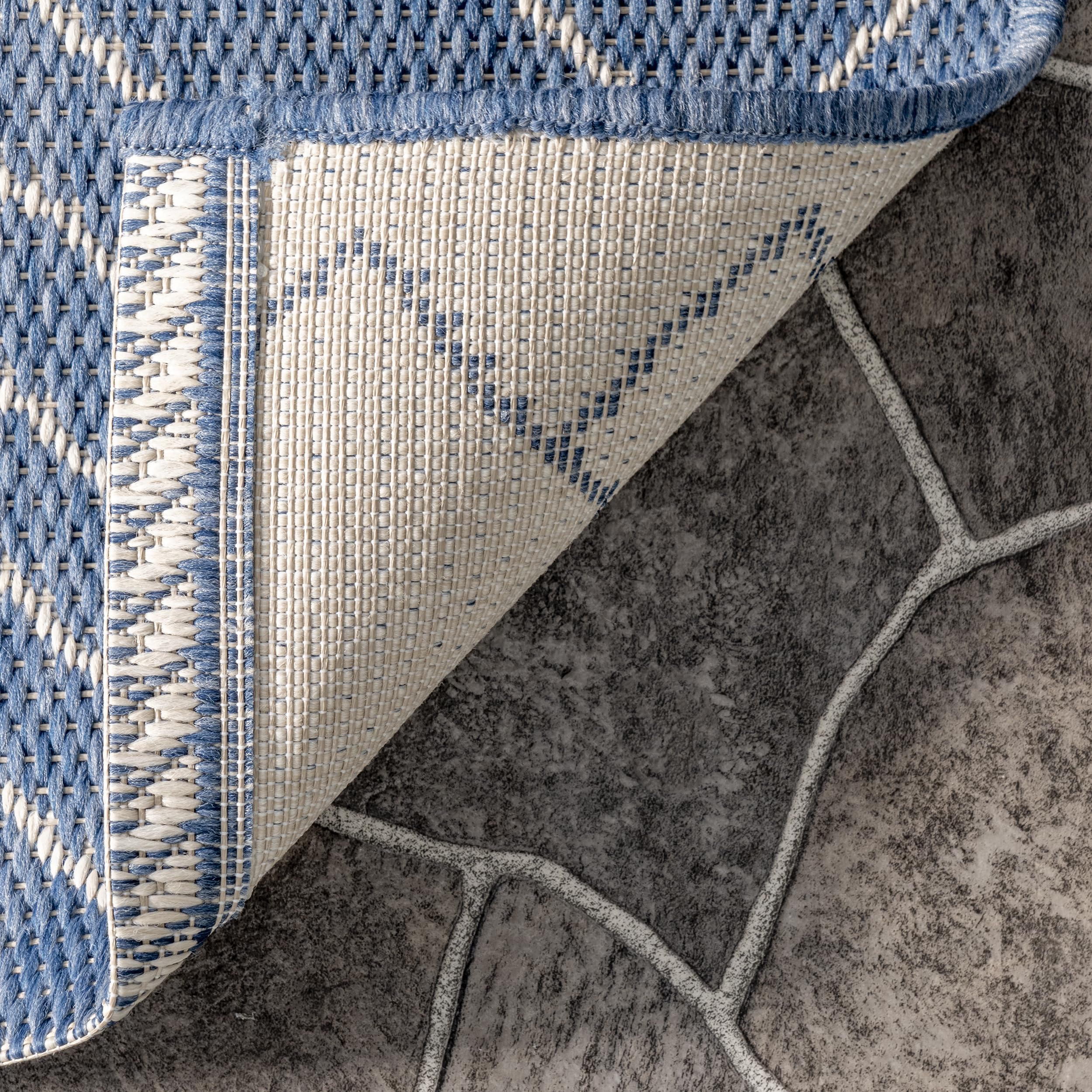 nuLOOM Moroccan Indoor/Outdoor Area Rug 6'x6' Square - Serna Blue Handwoven Boho Chic Rug for Living Room, Bedroom, Patio & Deck Decor