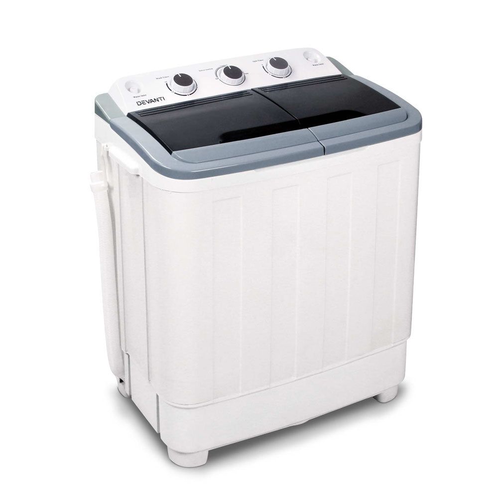 Devanti 5KG Compact Portable Washing Machine - White | Lightweight Laundry Solution for Apartments, Dorms, RVs & Camping