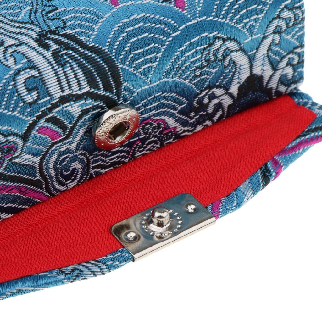 Losa Embroidery Jewelry Makeup Lipstick Holder Case with Mirror - Sky Blue | Portable Cosmetic Organizer for Travel, Home & Gift Giving