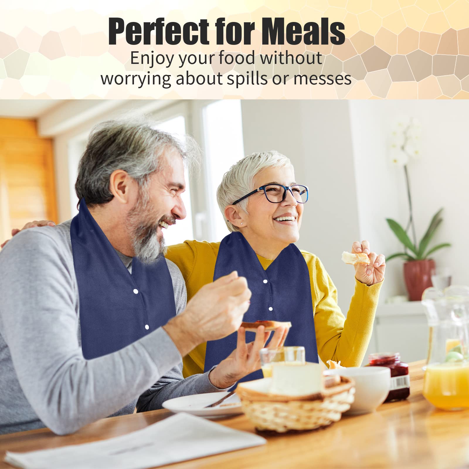 Washable & Reusable Adult Bib Scarf - Dining Clothing Protector for Elderly, Seniors, Men & Women - Perfect for Mealtime, Travel & Nursing Care