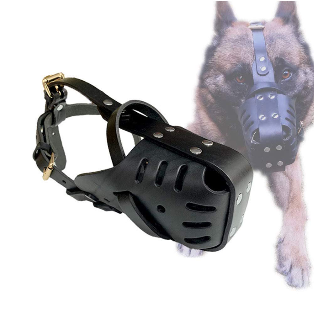 Genuine Leather Dog Muzzle for Pitbulls & Large Dogs - Adjustable Secure Basket Training Mask for Biting, Chewing & Barking Control | Perfect for Training, Walks & Public Safety