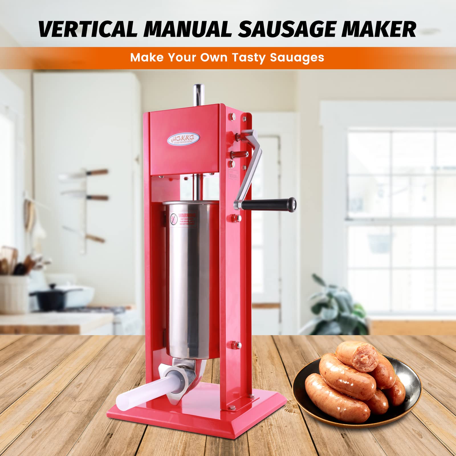 Premium 11 Lb/5 L Vertical Sausage Stuffer - Dual Fill Rate Spray-Painted Steel Sausage Maker for Home & Commercial Use - Perfect for Sausage Making, Meat Processing, and DIY Charcuterie