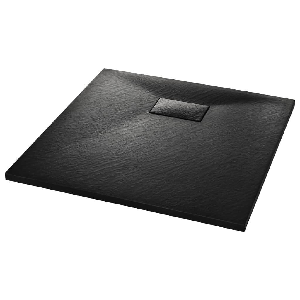 Threshold Shower Base 31.5x31.5 Inch - SMC Bathroom Shower Pan with Drain Cover - Black Waterproof Shower Tray for Modern Bathroom Renovation - Perfect for Home, Apartment & RV Bathrooms