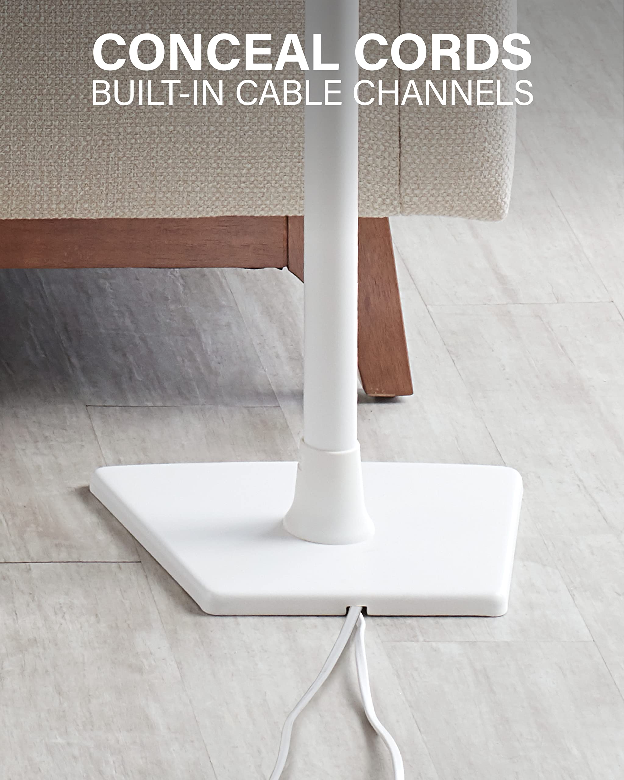 Sanus Premium Fixed Height Speaker Stands Pair for Sonos One, One SL & Play:1 - White with Built-in Cable Management & Easy 3-Step Installation - Perfect for Home Theater, Music Room & Office Setup