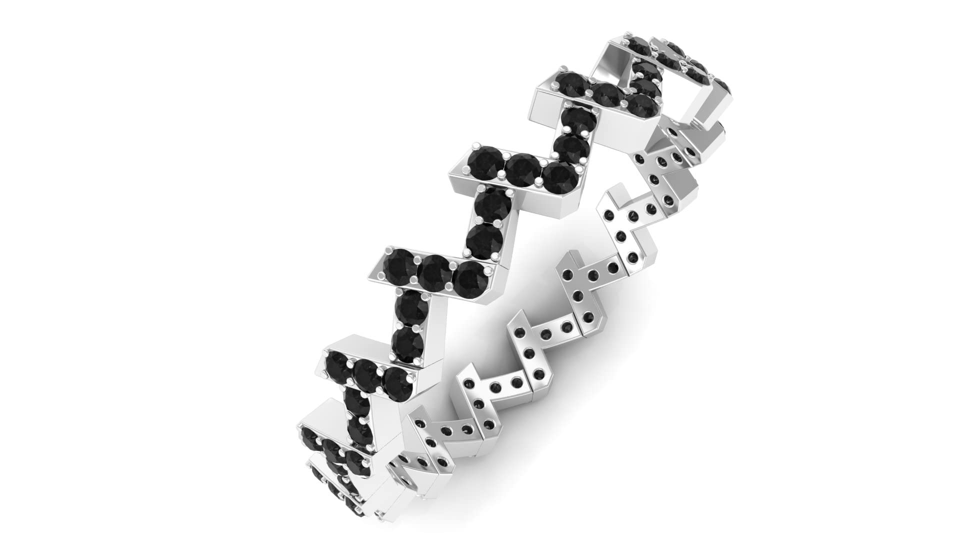 0.75 CT Black Onyx Eternity Ring in 14K Solid Gold - Zigzag Pave Setting Women's Wedding Band, Anniversary Gift for Her - Perfect for Bridal Jewelry, Valentine's Day & Special Occasions