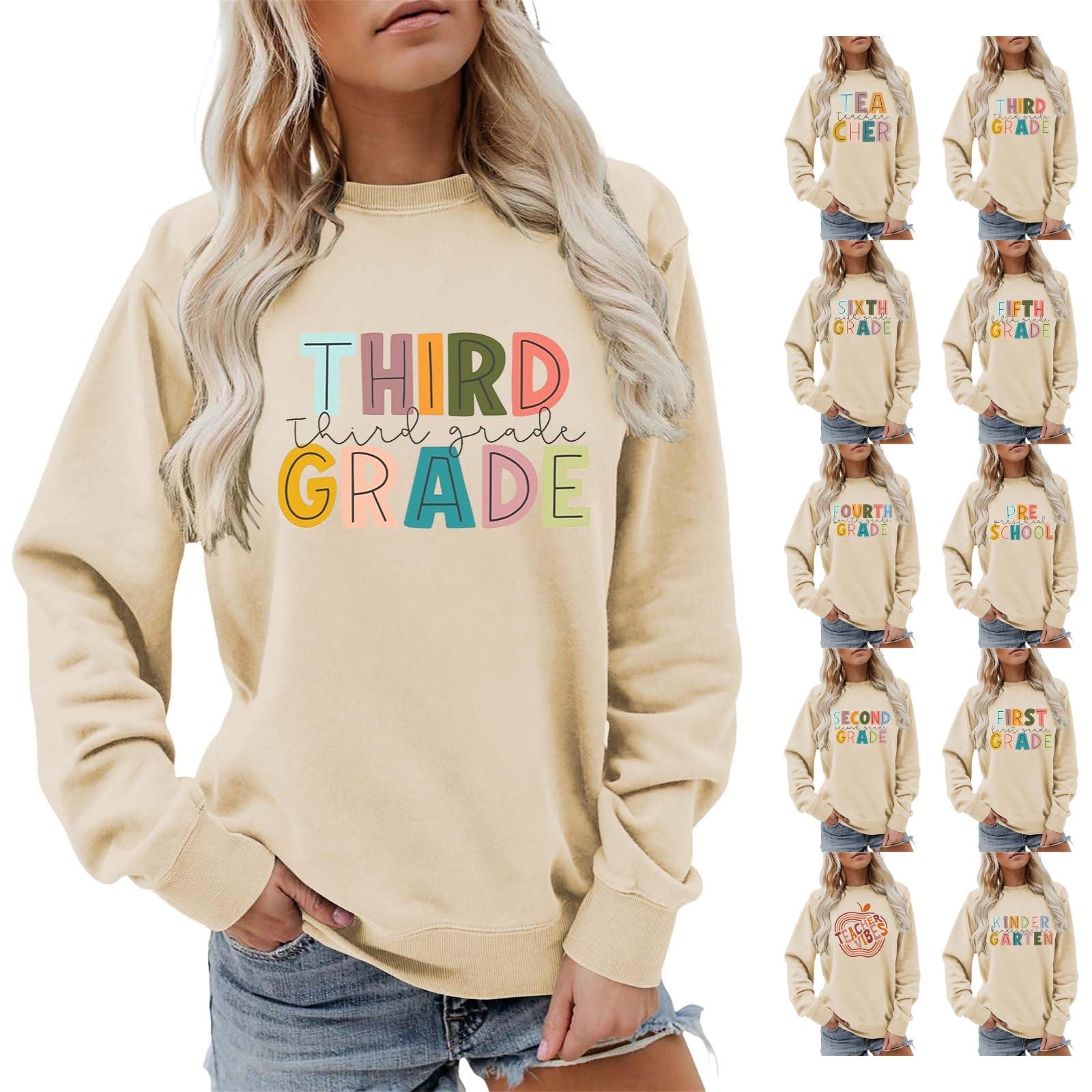 2024 Oversized Sweaters for Women - Cozy First Day of School Pullover & Teacher's Back to School Outfit - Trendy Graphic Sweatshirts for Fall, Winter & Casual Wear