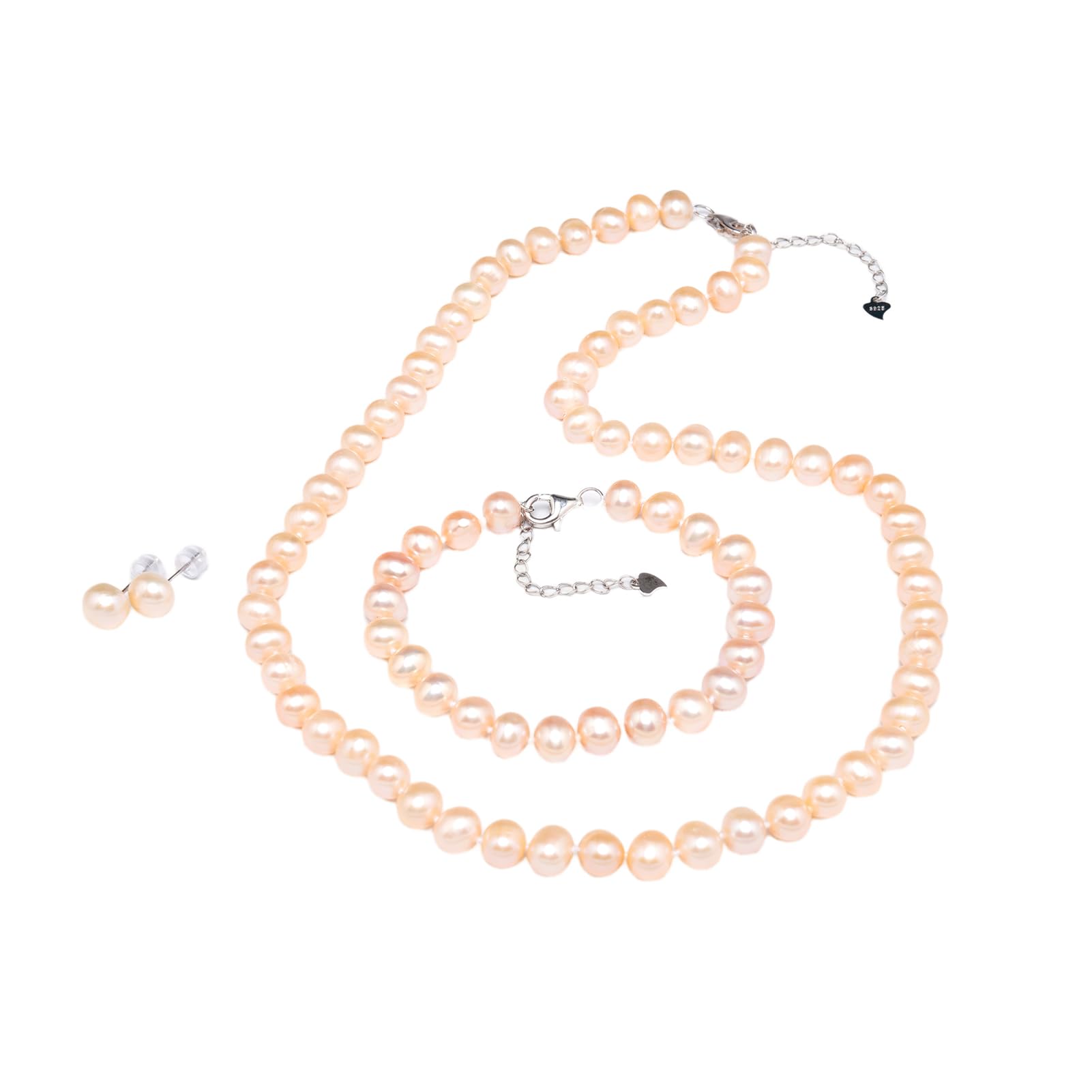 Elegant Freshwater Pearl Jewelry Set for Women - 3 Piece Pearl Necklace, Earrings & Bracelet | Perfect for Weddings, Parties & Formal Events