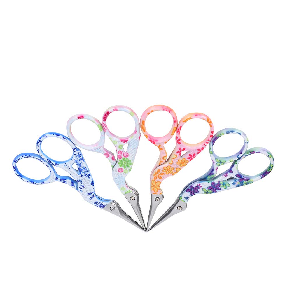 POCREATION 4-Piece Fabric Scissors Set - Crane-Shaped Embroidery Scissors for Sewing, Tailoring, Eyebrow Shaping | Perfect for DIY Crafts, Quilting, and Professional Dressmaking