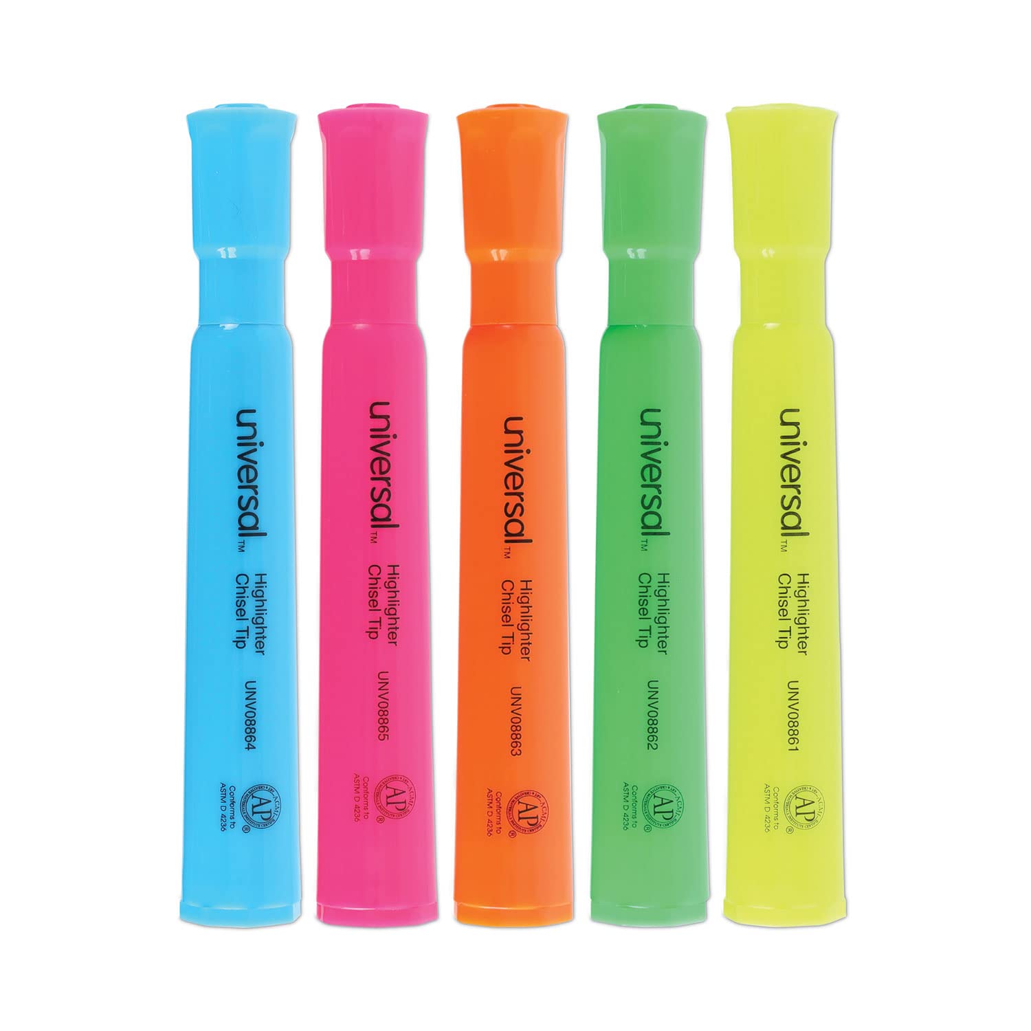 Universal Desk Highlighters - 5 Colors, Pack of 50 - Bright Assorted Colors for Office, School & Study - Perfect for Note Taking, Book Marking & Document Organization