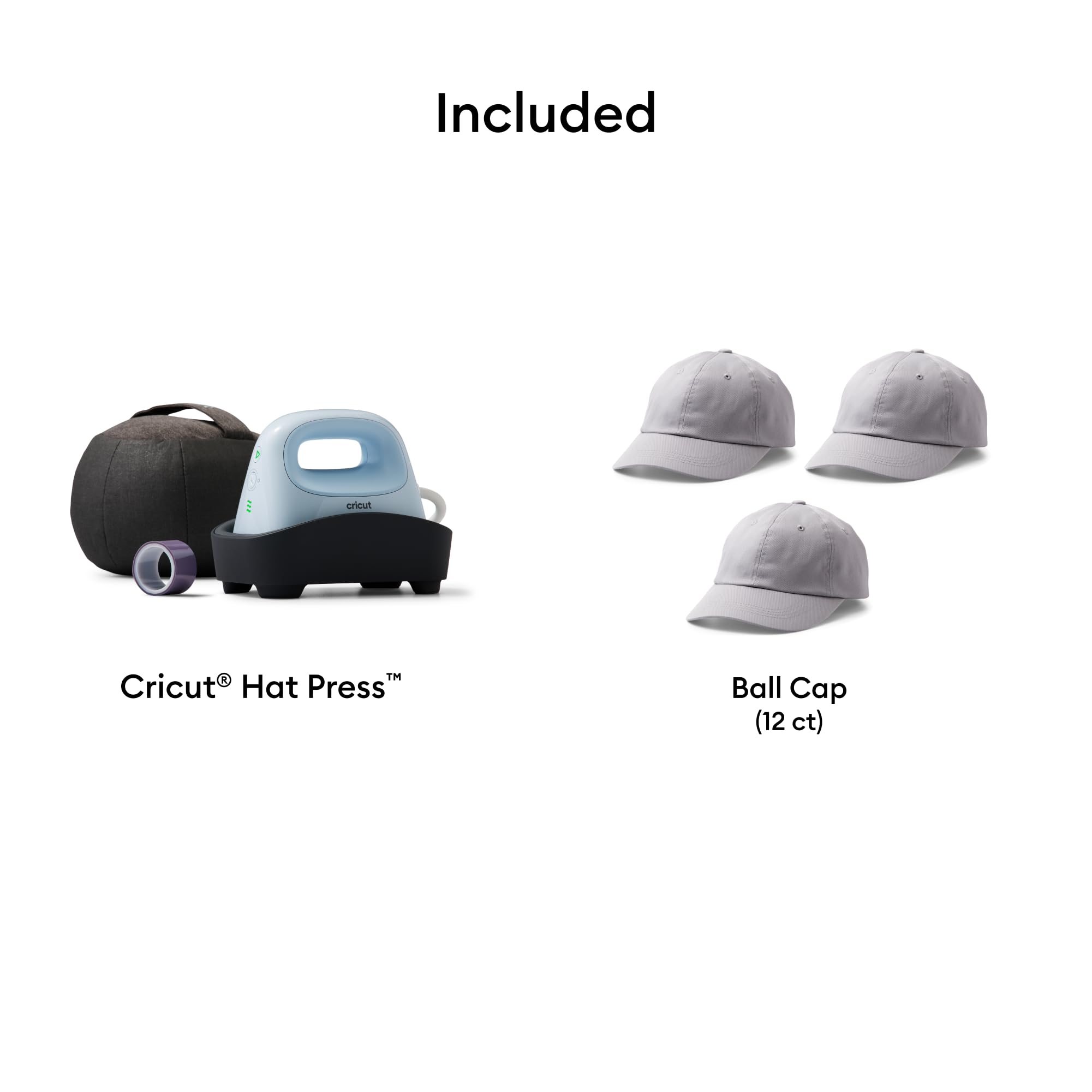 Cricut Hat Press - Smart Heat Press Machine for Custom Hats | Bundle with 12 Blank Hats | Perfect for DIY Crafts, Small Business & Personalized Gifts