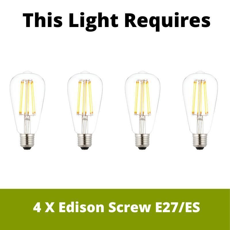 4-Light Black Frame Pendant Light Fixture with Bronze Lamp Holder - Perfect for Kitchen Island, Dining Room, or Entryway Lighting