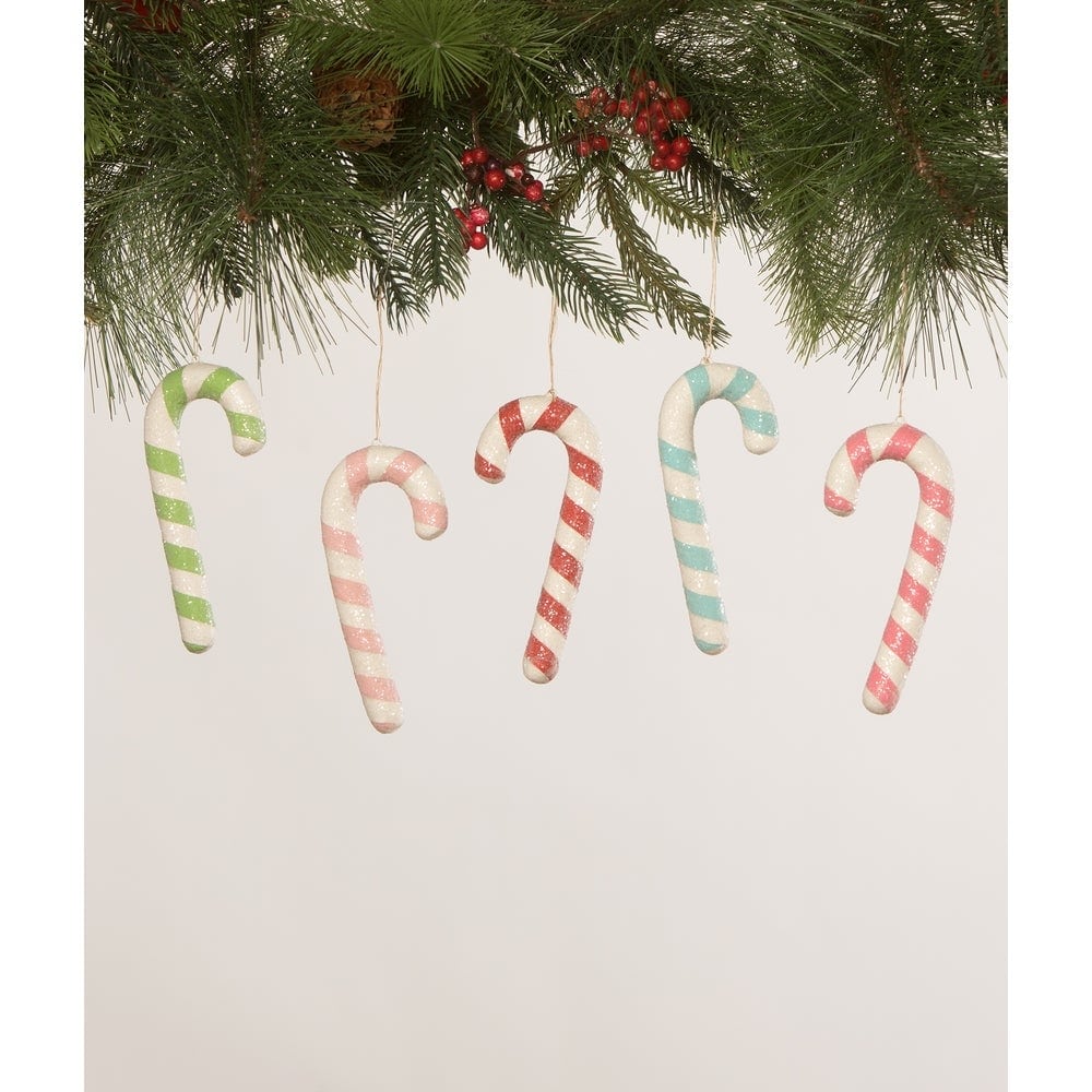 Bethany Lowe Designs Aqua Candy Cane Christmas Ornament - Handcrafted Holiday Decor for Tree, Mantel & Festive Home Decorations