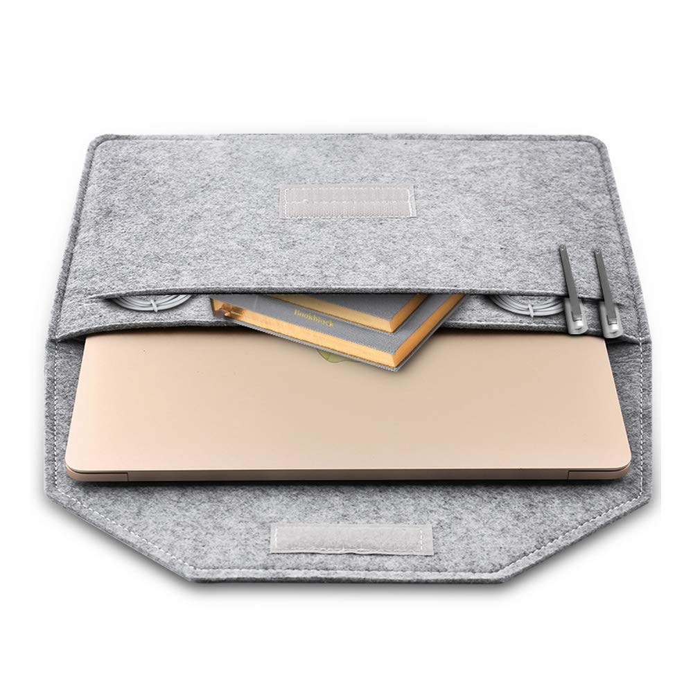 DUXAA Ultra Slim Felt Laptop Sleeve Case for 11-14 Inch MacBook Air Pro, Tablet Protective Bag - Light Gray Business Carrying Case for Work, School & Travel Accessories
