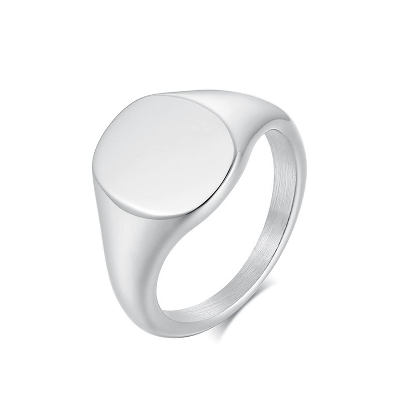 Promise Rings for Women - Stainless Steel Polished Signet Rings with Engraving | Romantic Gift for Girlfriend, Anniversary, Commitment Ceremony