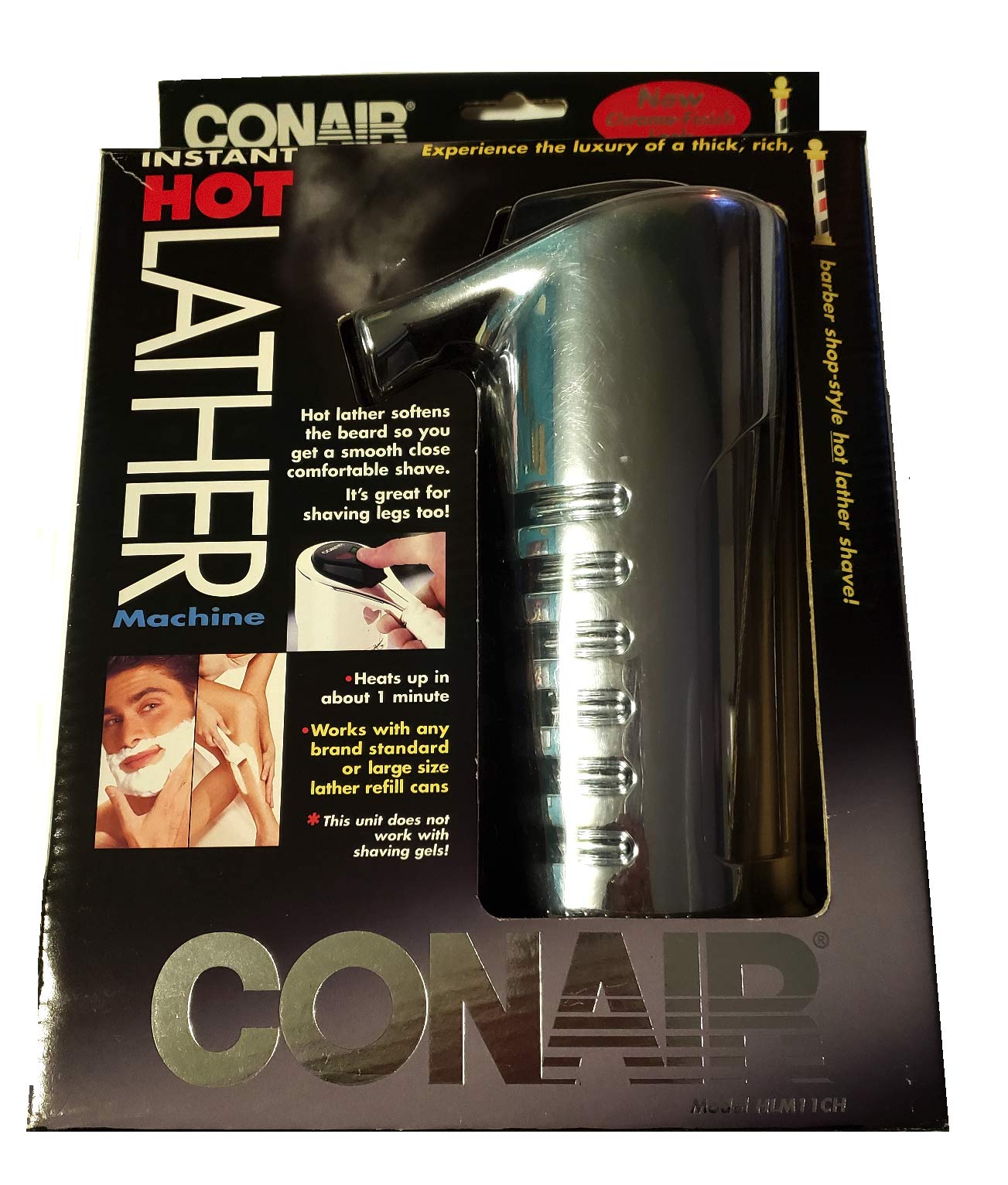 Conair HLM11CH Chrome Hot Lather Machine for Shaving - Professional Barber-Grade Foam Dispenser for Men's Grooming, Home & Salon Use