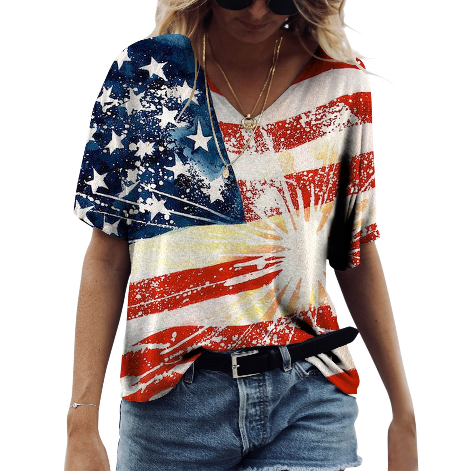 Women's Summer Tops - Casual & Dressy Short Sleeve V-Neck T-Shirts | Plus Size Trendy Blouses & Tees for Work, Weekend & Vacation