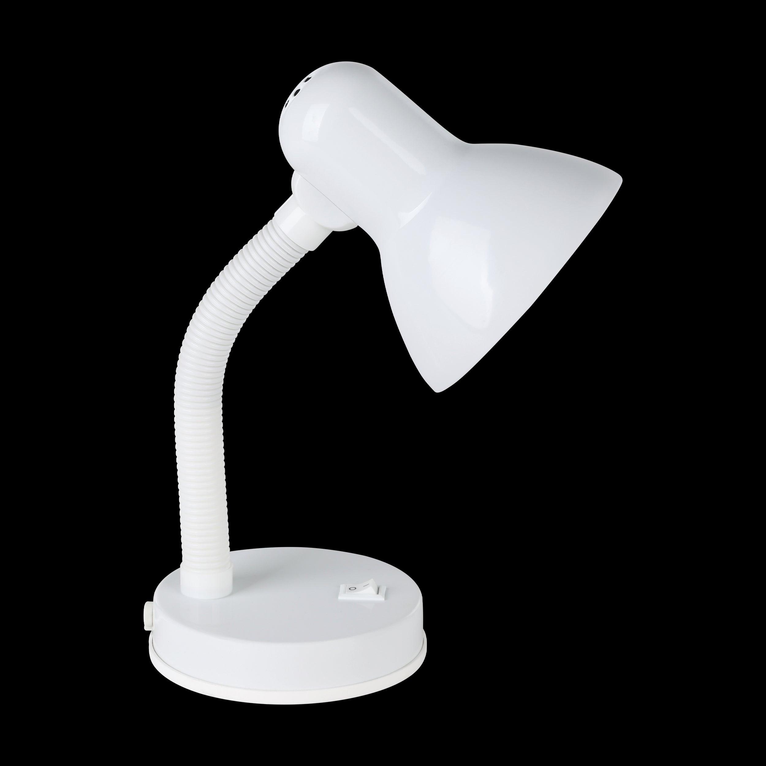 Eglo Basic Adjustable White Metal Desk Lamp - Modern LED Task Light for Home Office, Study & Reading - Dimmable Workspace Lighting for Desks, Nightstands & Workstations