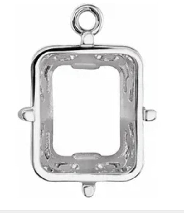 Affordable 10x8mm & 14x12mm Emerald Cut Gold/Platinum Dangle Pendant Setting - Handcrafted in USA - Perfect for Earrings, Necklaces & Jewelry Making