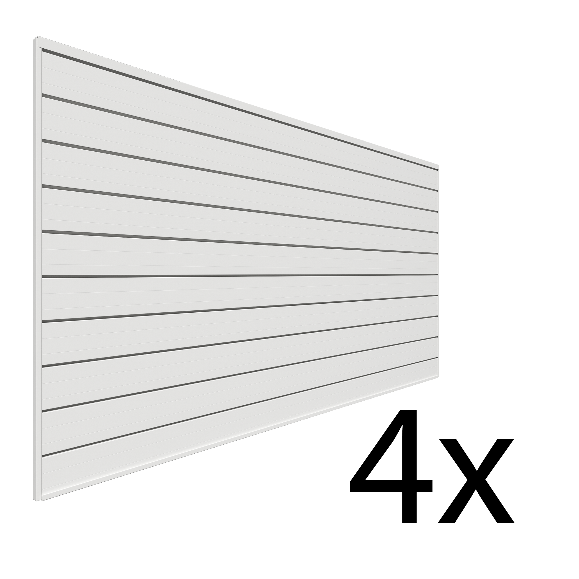 4 ft. x 8 ft. PVC Slatwall Panel - 4 Pack (128 sq ft) - Retail Store Display, Garage Organization & Wall Storage Solution