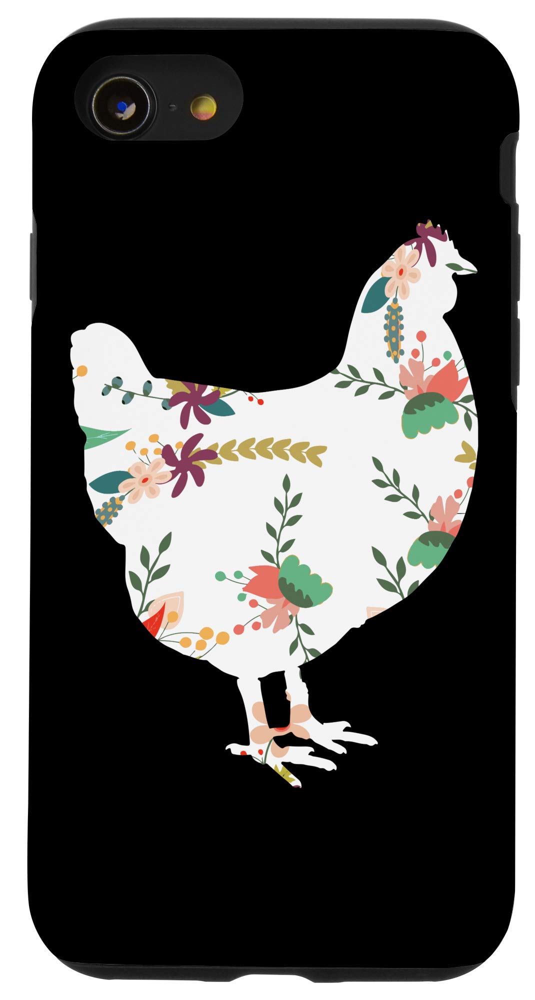 iPhone SE (2020) / 7 / 8 Floral Hawaiian Chicken Print Phone Case - Trendy Protective Cover for Women & Men - Perfect for Beach Vacation, Summer Outfits and Tropical Theme Parties