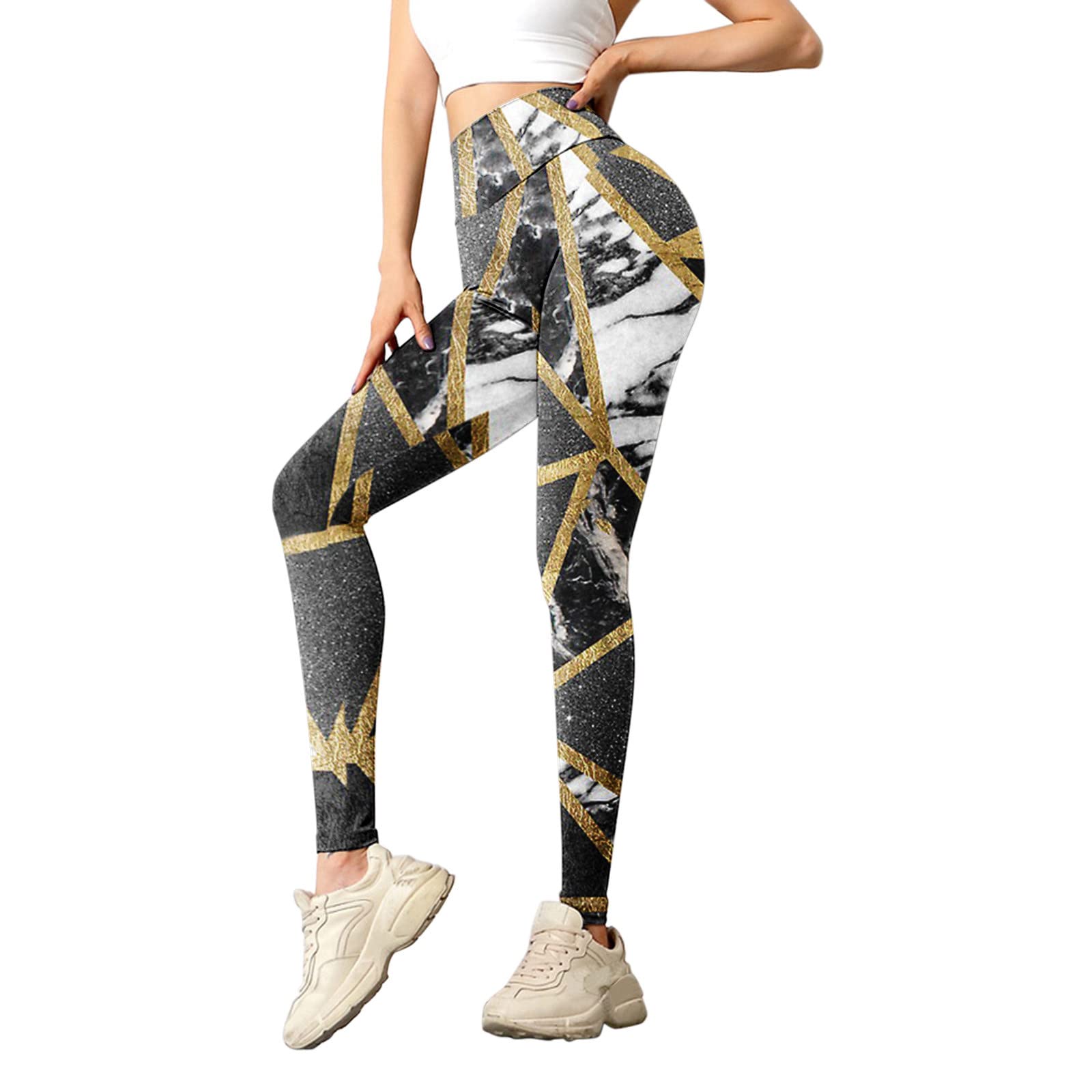 Women's High Waisted Yoga Pants - Tummy Control Slimming Leggings with Print Design for Yoga, Running, Pilates & Gym Workout | Perfect for Fitness, Lounge & Everyday Wear
