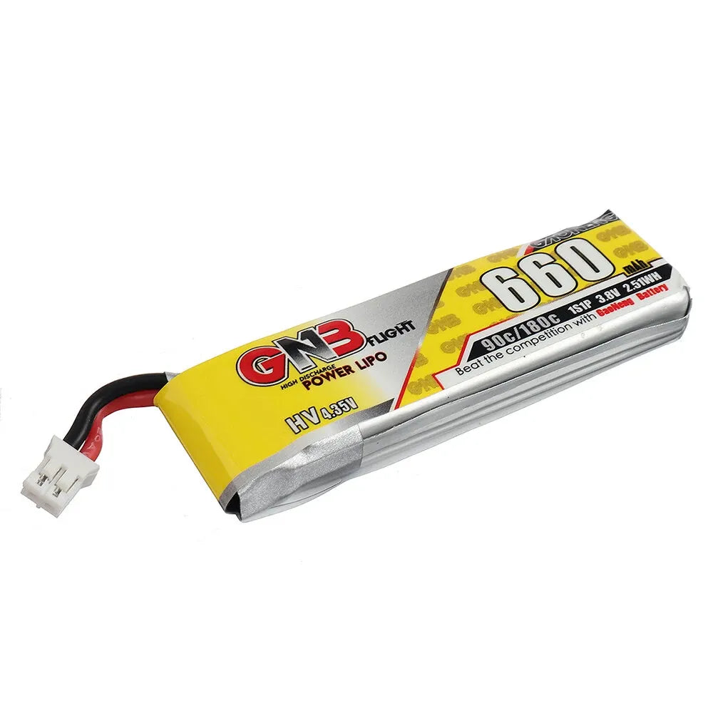 GNB GAONENG 3.8V 660mAh 90C 1S LiPo Battery with PH2.0 Connector - 4 Pack for RC Drones, FPV Racing, and Mini Quadcopters
