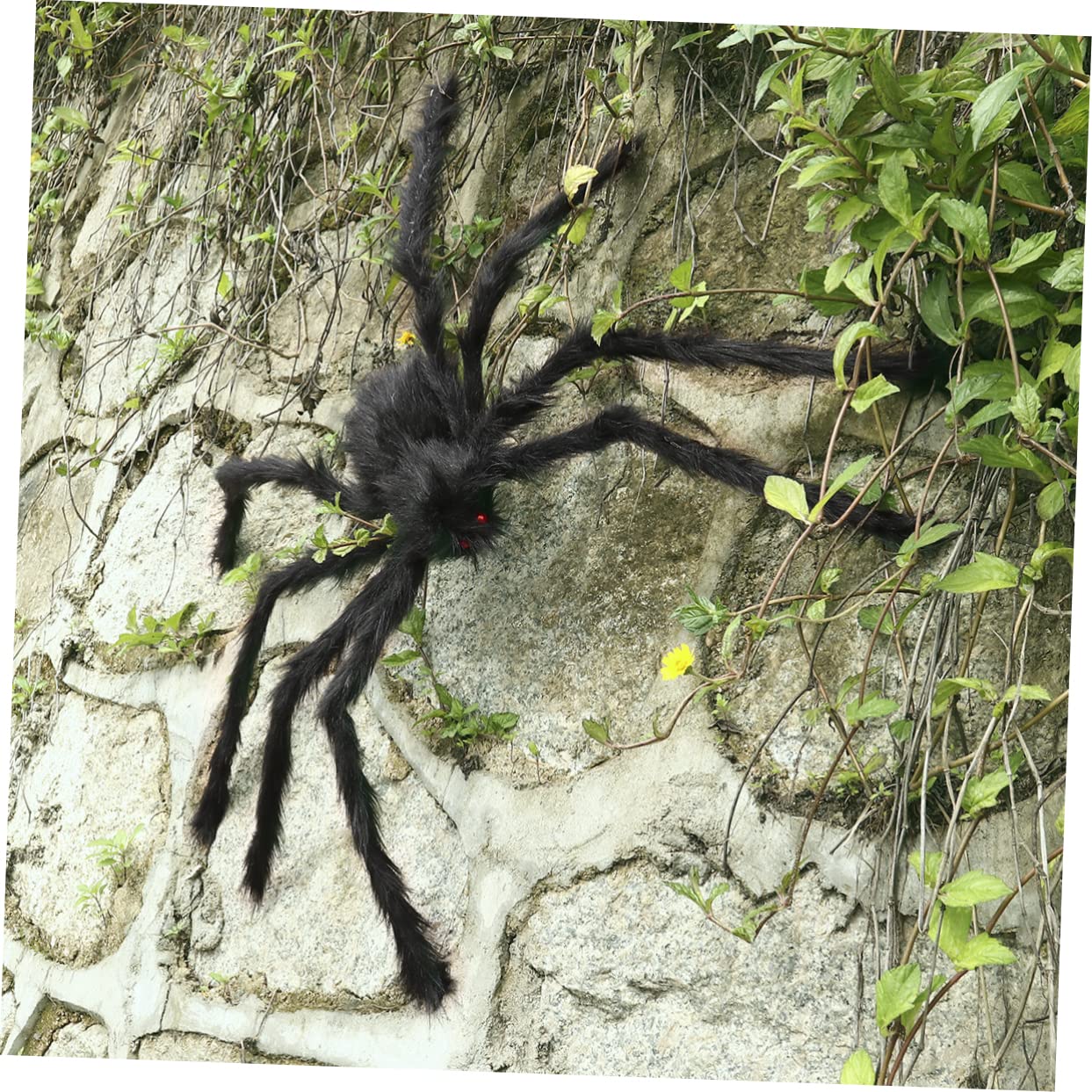 KONTONTY 2 Pack Plush Spider Halloween Decorations - Fluffy Robotic Spider Toy for Dog Costumes, Halloween Party & Home Decor (Black) - Perfect for Halloween Parties, Pet Costumes & Spooky Home Decor