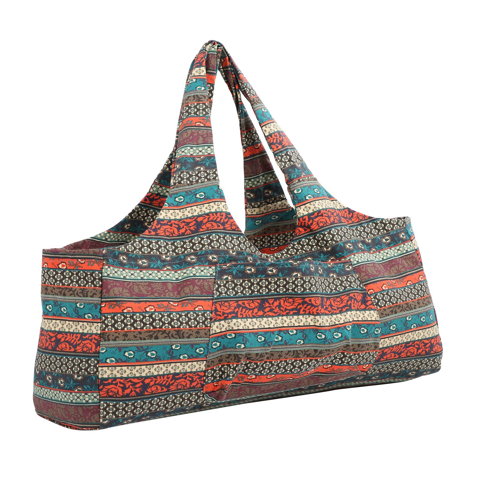 Breathable Oversized Yoga Bag for Mat & Fitness Clothes - Ethnic Style Yoga Mat Carrier with Pockets - Perfect for Yoga Practice, Gym Travel & Sports Accessories Storage