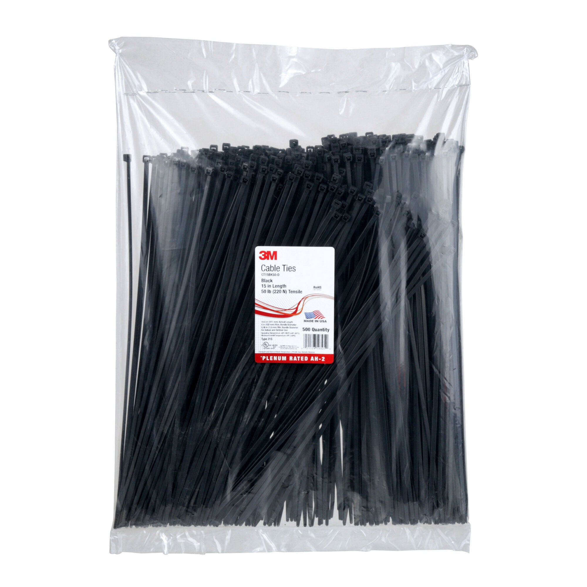 3M Cable Tie CT15BK50 - 50 Pack Black Nylon Zip Ties for Organizing Wires, Cables & Home Office - Heavy Duty Straps for DIY, Electrical & Industrial Use