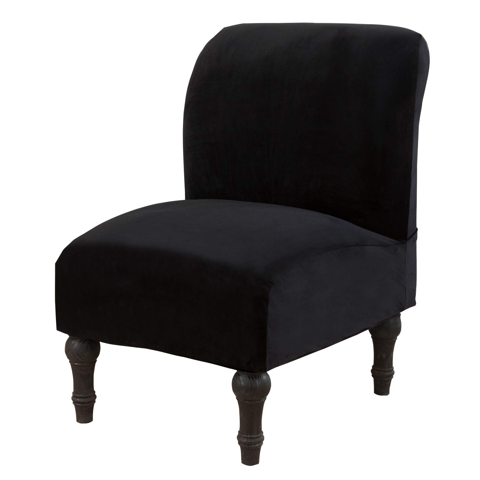 TOPCHANCES Stretch Velvet Armless Chair Slipcover - Thick Elastic Accent Chair Cover for Living Room, Sofa & Dining Chairs - Furniture Protector (Black) | Perfect for Home Decor, Parties & Daily Use